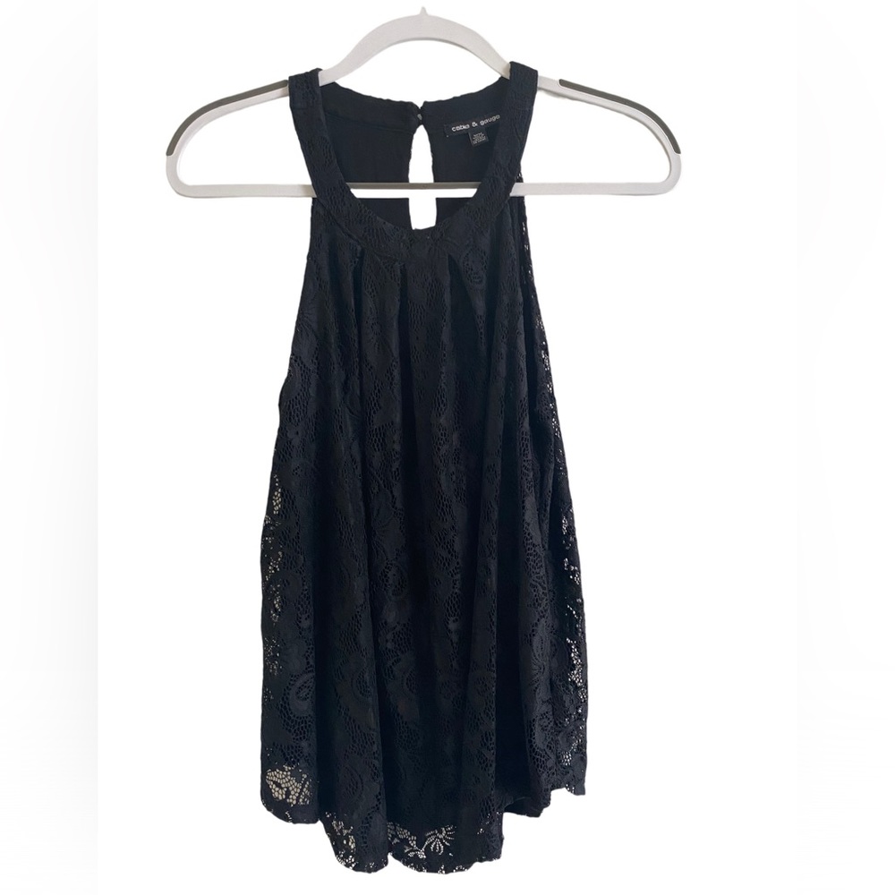 Classy Cable & Gauge Black Lace Tank Top.